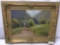 Antique pastoral oil painting w/ antique gilt frame - signed by unknown artist (as is)