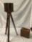 Antique wooden plate camera with box and stand - see pics