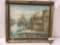 Original oil painting of Venetian canal in gilt frame with wonderful detail