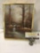 Vintage Roy Hampton original oil painting of landscape with tress and small waterfall