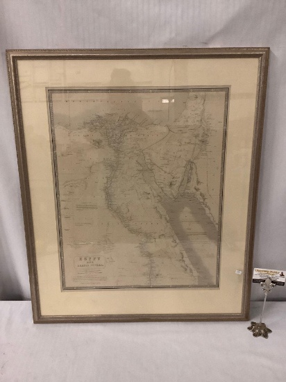 Professionally framed engraved map of Egypt and Arabia Petrea by W. and A.K. Johnston