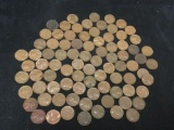 Collection of 85 Lincoln wheat back pennies from 1909-1955