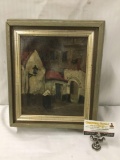 Vintage 1938 W.J. Nybakker original oil painting depicting a group of houses - as is see desc