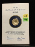 Franklin mint 1975 $100 gold proof coin of Belize weighs 6.21 g