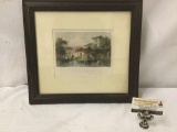 Antique hand tinted steel engraving of Thomas Alloms House of a Chinese Merchant Near Canton