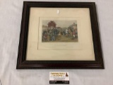 Antique framed tinted steel engraving - 