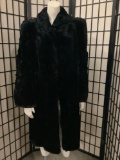 Antique black fur coat by Zehrfelds Furs (Portland, OR), approx 19x41 inches