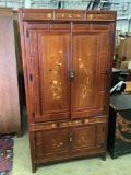 Large Asian cabinet that has been converted into a tv chest - multiples woods incl. Sandalwood