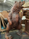 Huge 8.5 ft tall redwood chainsaw carved grizzly bear by Dayton Lanphear (2001) - see desc