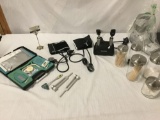 Vintage medical supplies lot incl. stethoscope, bp monitors, examination tools etc