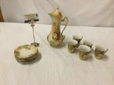Antique RS Prussia porcelain teapot with 5 cups and 6 saucers - hard to find!