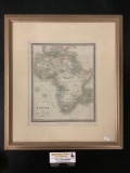 Framed engraved and tinted map of Africa by James Wyld (Charing Cross, London)