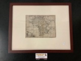 Framed vintage engraved map of the African continent