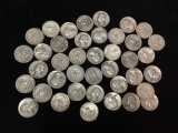 Collection of 40 silver Washington quarters. Featuring 1938S 1940D 1949