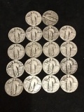 Collection of 18 silver Standing Liberty quarters