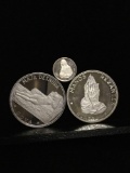 Collection of 3 .999 silver proofs from Equatorial Guinea and Sharjah - They weigh 43.00g total