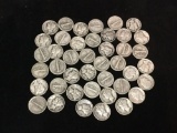 Collection of 39 silver mercury dimes and 3 silver Roosevelt dimes