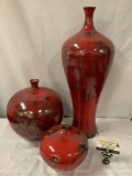 Collection of 3 handmade vases by Seattle artist Mathie (2006)