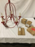 Modern red chandelier from pottery barn incl. 2 boxes of bulbs, chain, and more see pics