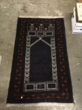 Dark vintage wool rug with classic Iranian pattern - as is