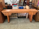 Large flat top hall table with recessed legs in long gated brindle joints incl. Qing Dynasty