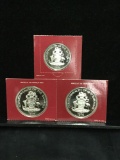 3 Franklin Mint sterling silver Bahamanian coin rounds - 2 1973 10 dollar independence day coins +