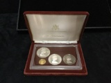 4 coin 1976 Turks and Caicos Islands Royal Canadian Proof Set - 25 Crown is .500 gold - see desc