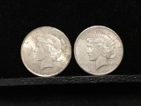 Collection of 2 silver Peace Dollars. Featuring a 1922S coins and one 1922