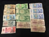 14 vintage Czechoslovakian Korun Bank Notes from the 60's - 80's , see desc