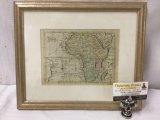 1790 engraved and tinted map of Africa and the Euphoric ocean - presented in wood frame