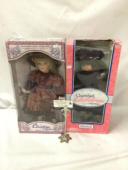 2x Christina Dolls. 1996. Engel buppe and Christina Verdi, measures approximately 19x9x6 inches.