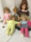 Lot of five vinyl, soft vinyl, and composite dolls from H.K. Toys and others. Largest doll is