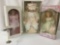 Three porcelain dolls in box by Vanessa Ricardi, Christina Vendi, and Federated Department Stores