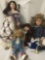 Five porcelain and composite dolls by Whitney, Battat, Doll Artworks, and others. Largest doll