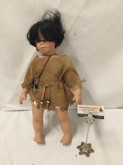 Kaye Wiggs Limited Edition Native American porcelain doll. Hand numbered 444/2500. Measures