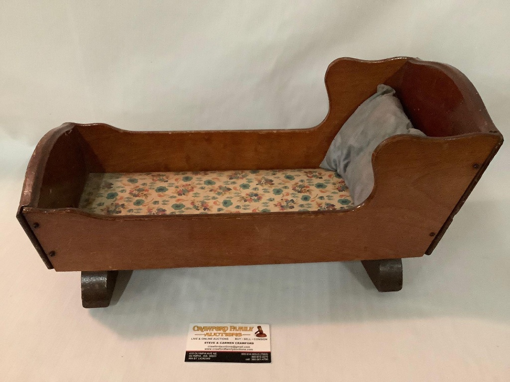 antique wooden doll cradle