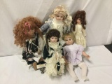 5x porcelain and composite dolls. My Twinn and more. Largest doll measures approximately 22x16x6