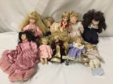 16x porcelain, vinyl, and composite dolls. Seymour Mann and more. Largest doll measures
