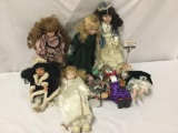 8x porcelain and composite dolls. Collectors choice and more. Largest doll measures approximately