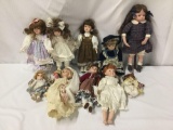 10x composite and porcelain dolls. Collectors choice and more. Largest doll measures approximately