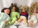 Four vinyl and porcelain dolls from makers Cititoy, Best Family Products, AEL, and Cathey