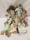 10x composite, porcelain and plastic dolls. Seymour Mann, gepeddo and more. Largest doll measures