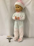 Large 1962 vinyl doll from Horsman Dolls Inc. Some small stains on clothing. Measures approximately