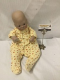 1985 vintage Lee Middleton Designed First Moments Open Eyes Hand Signed Vinyl baby doll. Measures