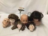 6x vintage porcelain, composite, vinyl doll heads. Beryl Brown, Terri Lambert and more. Largest head