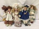 4x porcelain and composite dolls. Patty and more. Largest doll measures approximately 17x7x4 inches.