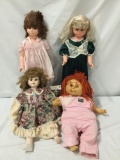 4x large dolls. Cabbage patch and more. Largest doll measures approximately 31x11x6 inches.