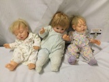 3x vinyl baby dolls. J. Turner and more. Largest doll measures approximately 20x10x6 inches.
