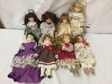 8x composite and porcelain dolls. Broadway collection and more. Largest doll measures approximately