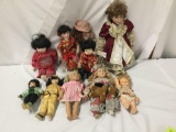 10x porcelain, vinyl, and composite dolls. Chinese, meanie and more. Largest doll measures